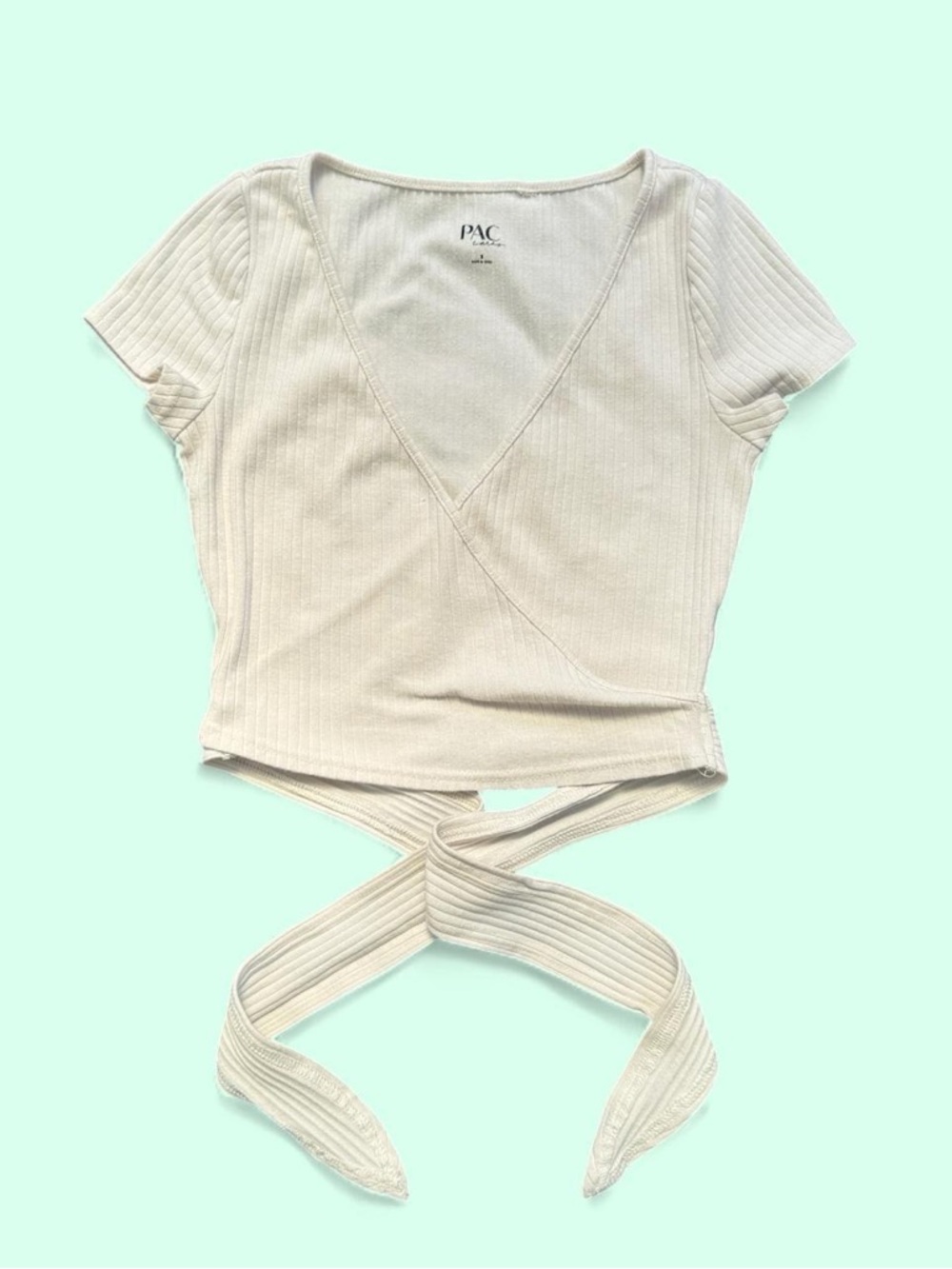 PacSun white ribbed wrap-front crop top